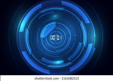 Abstrakter futuristischer Technologie-Hintergrund mit Konzept und Countdown für digitale ZahlTimer, Vektortransparenter Hintergrund