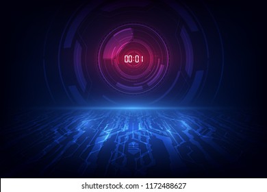 Abstrakter futuristischer Technologie-Hintergrund mit Konzept und Countdown für digitale ZahlTimer, Vektortransparenter Hintergrund