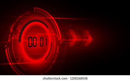 Abstract Futuristic Technology Background with Digital number timer concept and countdown, vector transparent