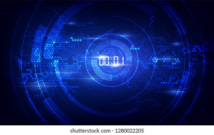 Abstract Futuristic Technology Background with Digital number timer concept and countdown, vector transparent