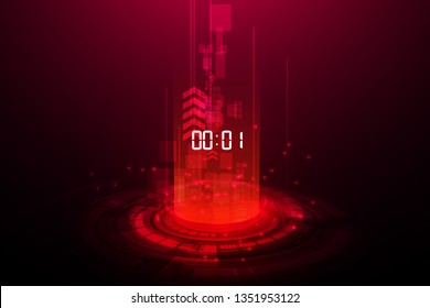 Abstrakter futuristischer Technologie-Hintergrund mit Konzept und Countdown für digitale ZahlTimer, Vektortransparenter Hintergrund