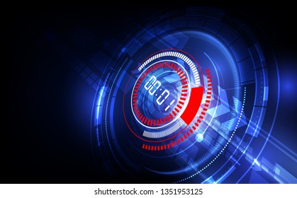 Abstract Futuristic Technology Background with Digital number timer concept and countdown, vector transparent