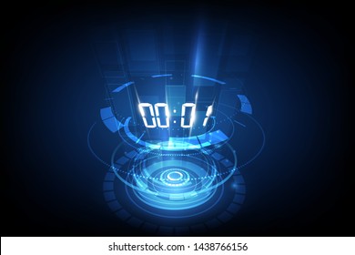 Abstrakter futuristischer Technologie-Hintergrund mit Konzept und Countdown für digitale ZahlTimer, Vektortransparenter Hintergrund