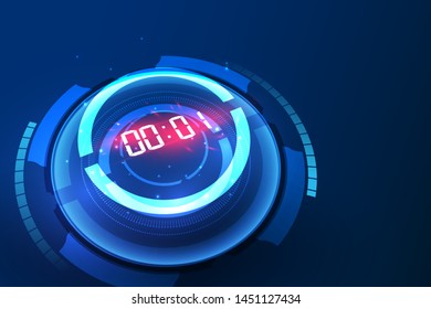 Abstract Futuristic Technology Background with Digital number timer concept and countdown, vector transparent