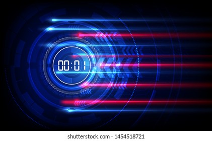 Abstract Futuristic Technology Background with Digital number timer concept and countdown, vector transparent