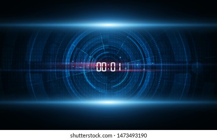 Abstract Futuristic Technology Background with Digital number timer concept and countdown, vector transparent