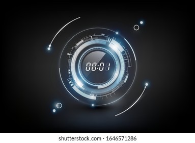 Abstrakter futuristischer Technologie-Hintergrund mit dem Konzept und Countdown für digitale ZahlTimer, Vektorillustration transparent