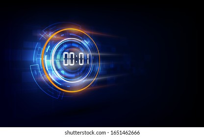 Abstrakter futuristischer Technologie-Hintergrund mit dem Konzept und Countdown für digitale ZahlTimer, Vektorillustration transparent