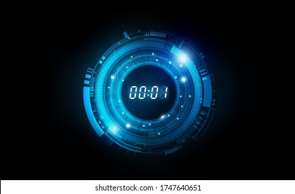 Abstract Futuristic Technology Background with Digital number timer concept and countdown, vector illustration