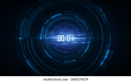 Abstract Futuristic Technology Background with Digital number timer concept and countdown, vector transparent