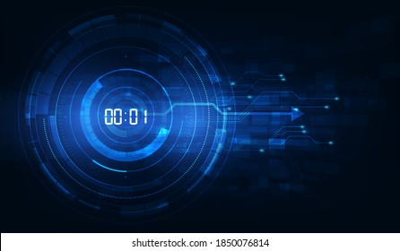 Abstrakter futuristischer Technologie-Hintergrund mit Konzept und Countdown für digitale ZahlTimer, Vektortransparenter Hintergrund