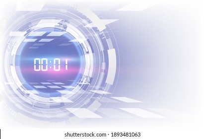 Abstrakter futuristischer Technologie-Hintergrund mit Konzept und Countdown für digitale ZahlTimer, Vektortransparenter Hintergrund