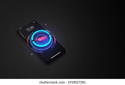 Abstract Futuristic Technology Background with Digital number timer concept and countdown, vector transparent