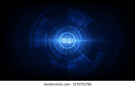 Abstract Futuristic Technology Background with Digital number timer concept and countdown, vector transparent