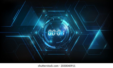 Abstract Futuristic Technology Background with Digital number timer concept and countdown, vector illustration