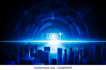 Abstract Futuristic Technology Background with digital city number timer concept and countdown background Hitech communication concept innovation background,  vector design