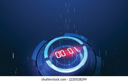 Abstract Futuristic Technology Background with Digital number timer concept and countdown, vector transparent