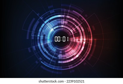Resumen Fondo de tecnología futurista con concepto de temporizador de número digital y cuenta regresiva, transparente vector