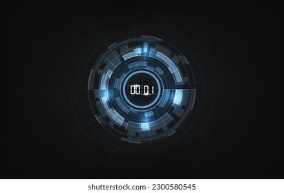 Abstract Futuristic Technology Background with Digital number timer concept and countdown, vector transparent