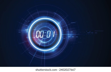 Abstract Futuristic Technology Background with Digital number timer concept and countdown, vector transparent