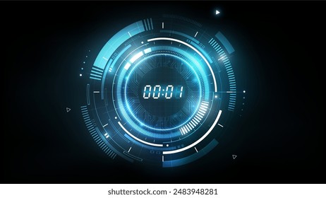 Abstract Futuristic Technology Background with Digital number timer concept and countdown, vector illustration