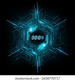 Fondo de Tecnología futurista Abstractas con concepto de temporizador de número digital y cuenta regresiva, Ilustración vectorial