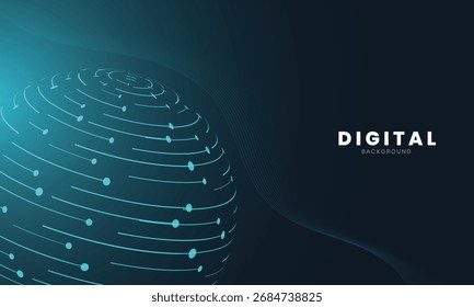 Abstract Futuristic Technology Background with Digital Globe on Blue Background