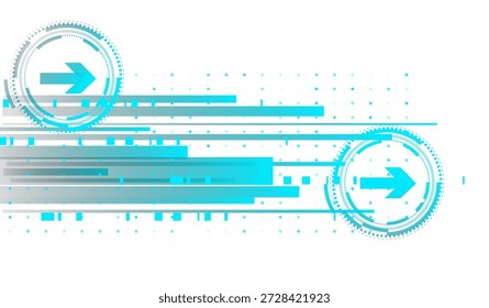 Abstractas fondo de tecnología futurista con flujos de datos digitales. Elementos de interfaz circular de alta tecnología con flechas que indican velocidad, progreso y movimiento hacia adelante.