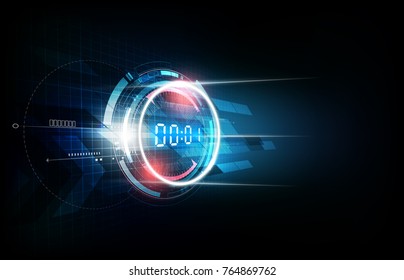 Abstract Futuristic Technology Background With Digital Number Timer Concept And Countdown, Vector Illustration