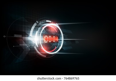 Abstract Futuristic Technology Background with Digital number timer concept and countdown, vector illustration