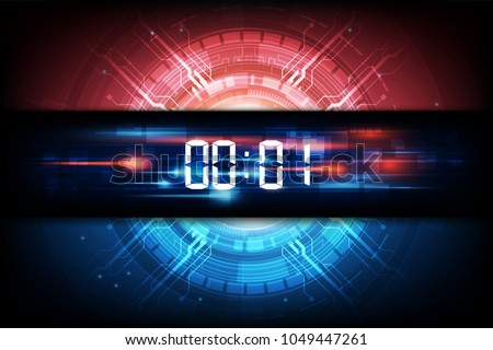 Abstract Futuristic Technology Background with Digital number timer concept and countdown, vector transparent