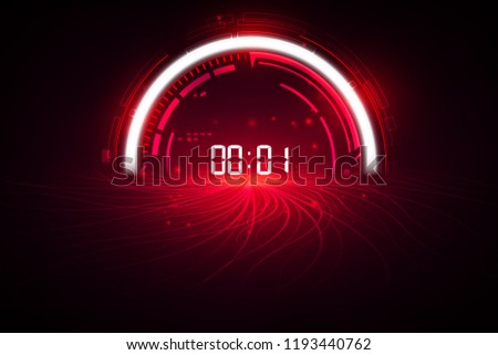 Abstract Futuristic Technology Background with Digital number timer concept and countdown, vector transparent