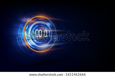 Abstract Futuristic Technology Background with Digital number timer concept and countdown, vector transparent