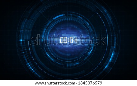 Abstract Futuristic Technology Background with Digital number timer concept and countdown, vector transparent