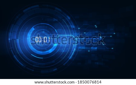 Abstract Futuristic Technology Background with Digital number timer concept and countdown, vector transparent