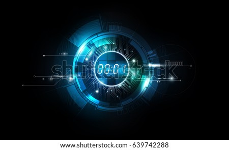 Abstract Futuristic Technology Background with Digital number timer concept and countdown, vector transparent