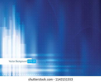 Abstract futuristic technology background with dotted lines and wave lines, background for internet banner. Scientific or medical blue background.