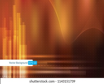 Abstract futuristic technology background with dotted lines and wave lines, background for internet banner. Scientific or medical orange background.