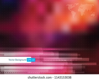 Abstract futuristic technology background with dotted lines, background for internet banner with world map. Scientific or medical red background.