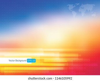 Abstract futuristic technology background with dotted lines, background for internet banner with world map. Scientific or medical colored background.