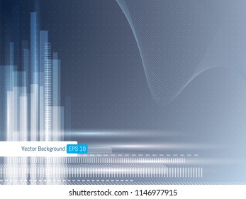 Abstract futuristic technology background with dotted lines and wave lines, background for internet banner. Scientific or medical gray background.
