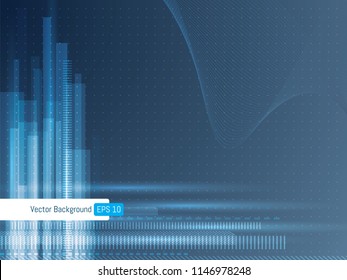 Abstract futuristic technology background with dotted lines and wave lines, background for internet banner. Scientific or medical blue background.