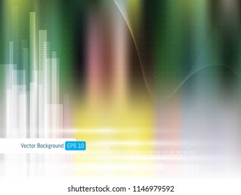 Abstract futuristic technology background with dotted lines and wave lines, background for internet banner. Scientific or medical green background.