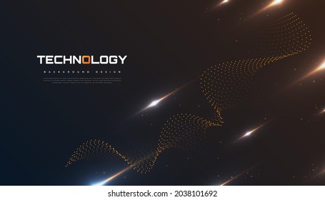 Abstrakter futuristischer Technologiehintergrund mit gepunkteter Wellenwirkung und Rays-Effekt. Geeignet für Deckblatt, Präsentation, Banner oder Landing Page