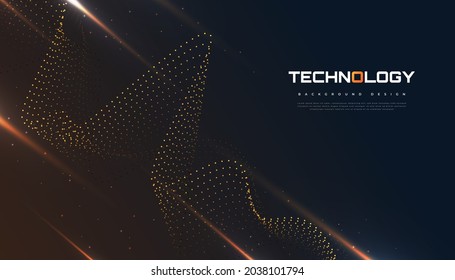 Resumen Fondo de tecnología futurista con efecto de onda y rayas punteadas. Adecuado para portada, presentación, pancarta o página de aterrizaje