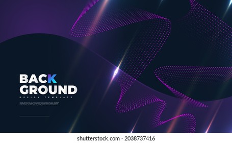 Abstract Futuristic Technology Background with Dotted Wave and Rays Effect. Suitable for Cover, Presentation, Banner or Landing Page