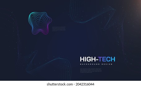 Abstract Futuristic Technology Background with Dotted Wave and Rays Effect. Suitable for Cover, Presentation, Banner or Landing Page