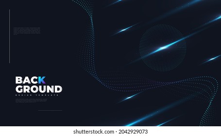 Abstrakter futuristischer Technologiehintergrund mit gepunkteter Wellenwirkung und Rays-Effekt. Geeignet für Deckblatt, Präsentation, Banner oder Landing Page