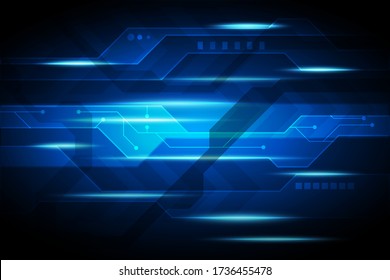 Resumen de fondo de tecnología futurista con circuito electrónico y haz de luz azul.