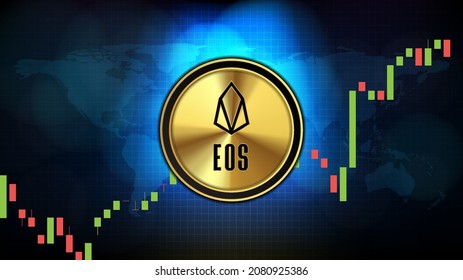 abstract futuristic technology background of EOS (EOS) Price graph Chart coin digital cryptocurrency